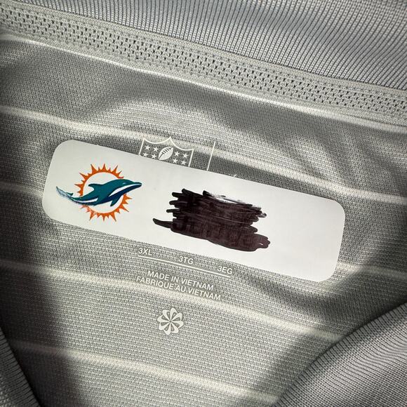 Nike Miami Dolphins Polo Shirt Mens 3XL Gray Striped Dri-Fit Player Team Issue - Picture 3 of 10